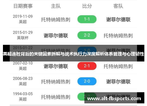 英超连胜背后的关键因素拆解与战术执行力深度解析体系管理与心理韧性